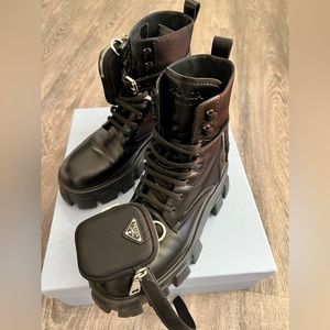 MINT PRADA COMBAT BOOTS